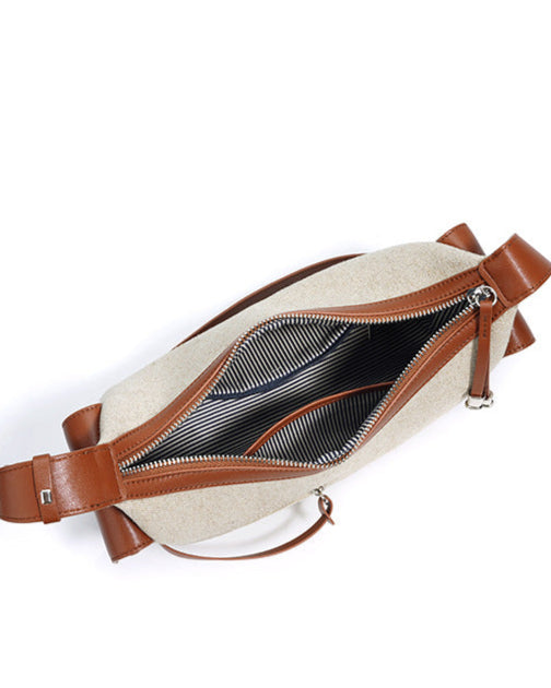 canvas shoulder bag with leather trim - ARIACZU