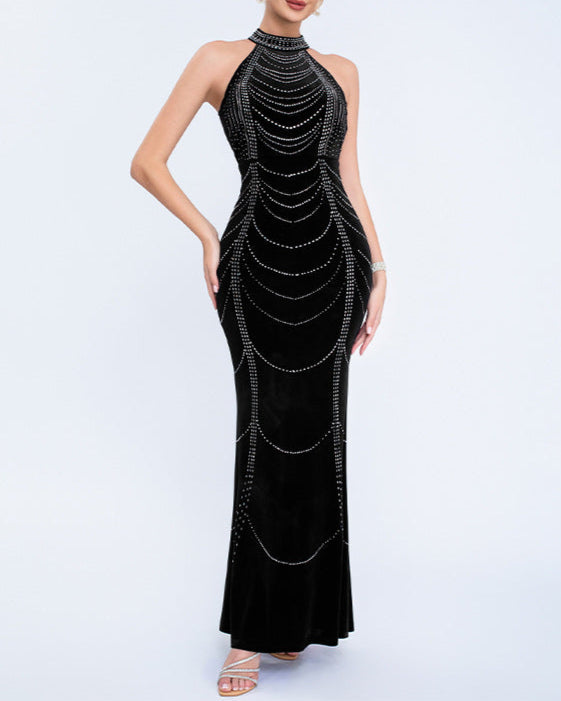 halter gown with crystal chain embellishments – NOVACIL