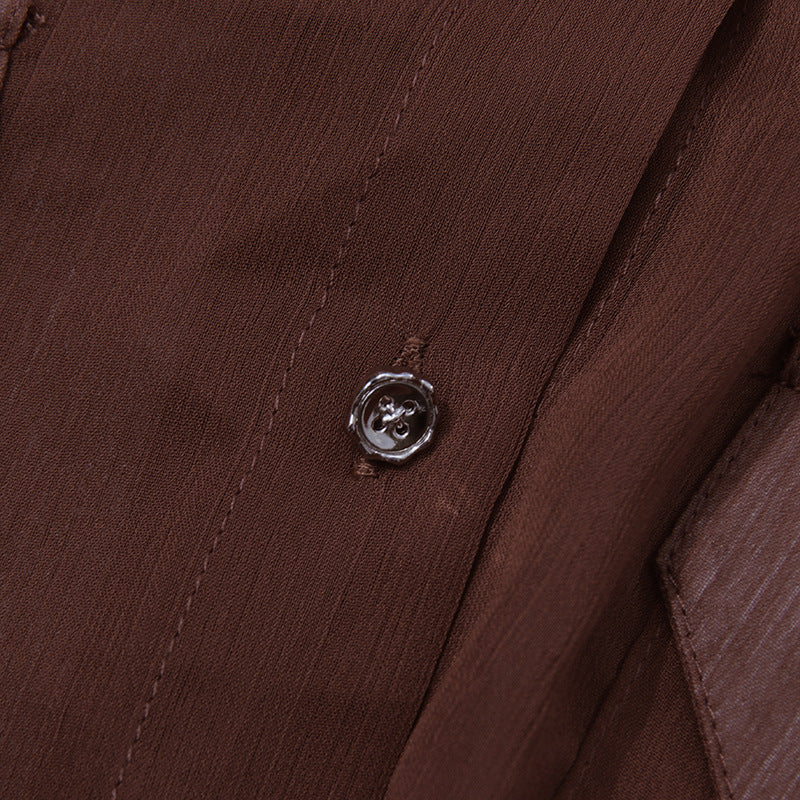 طقم بلوزة وبنطلون شفاف مطوي – سيينا