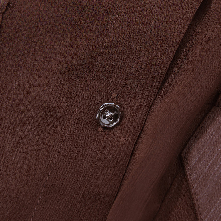 طقم بلوزة وبنطلون شفاف مطوي – سيينا