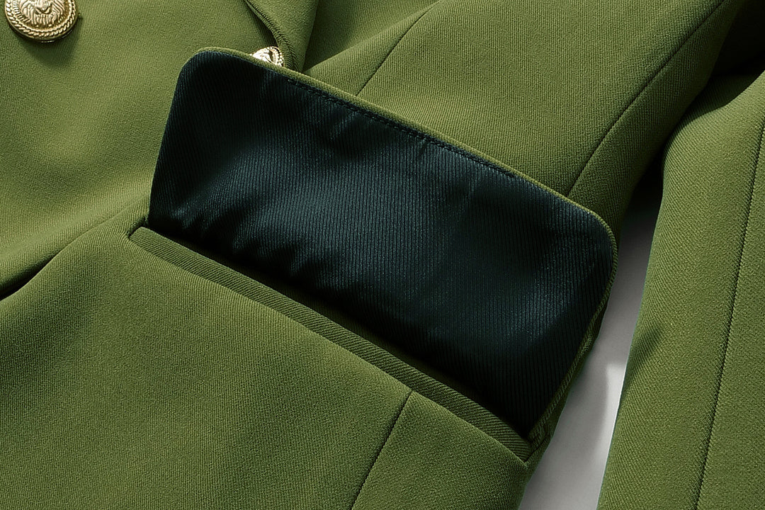 structured double-breasted blazer with gold buttons – VERDE