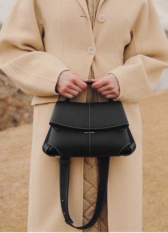 gewebte Rattan-Tragetasche mit doppelten Ledergriffen – LÉONIE 