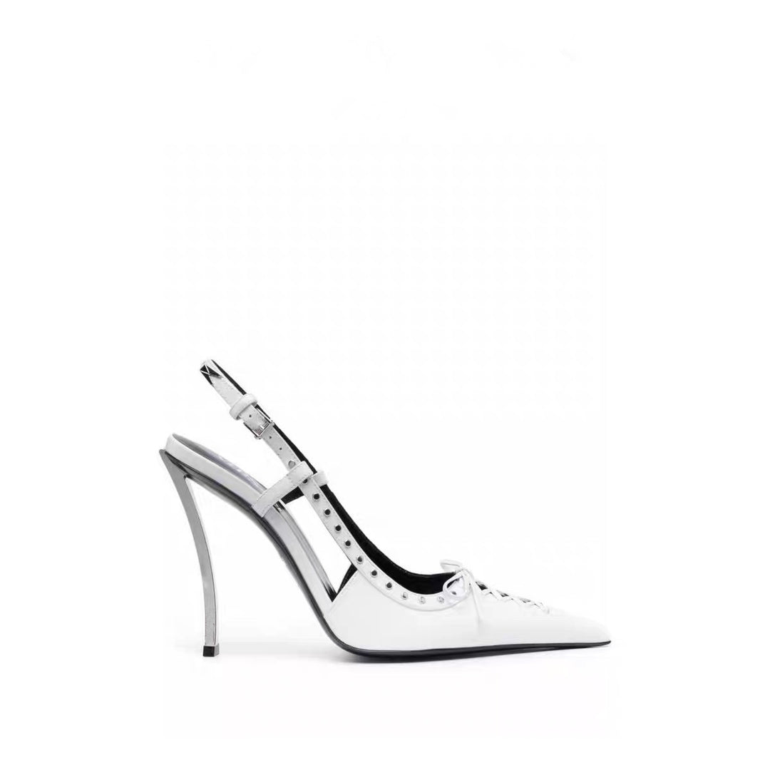 pointed-toe slingback pumps with studded trim – VALERA