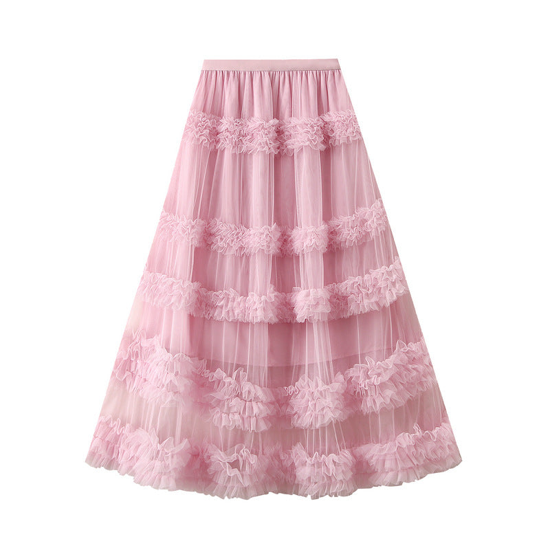 tiered tulle skirt with horizontal ruffle bands – BLOORA