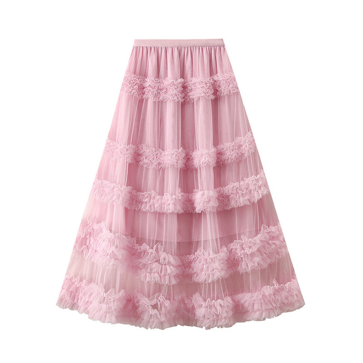tiered tulle skirt with horizontal ruffle bands – BLOORA