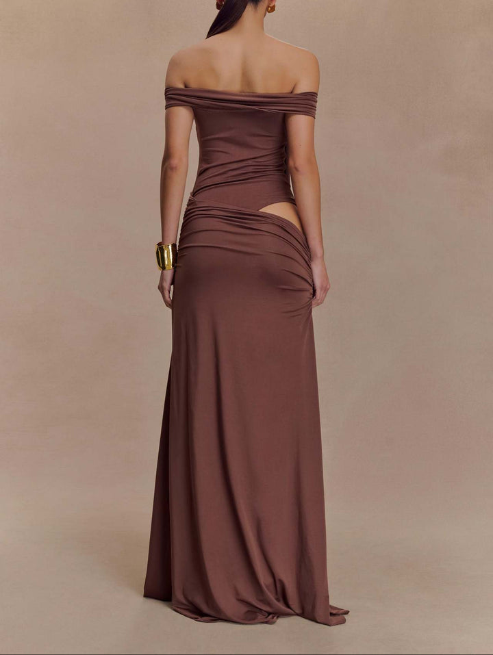 Haut à manches évasées plissées et ensemble jupe longue avec ceinture à la taille – Rosiny 