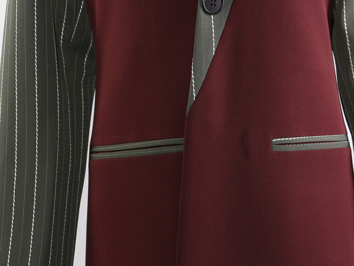 Two-Tone Tailored Long Blazer Coat – VELORA