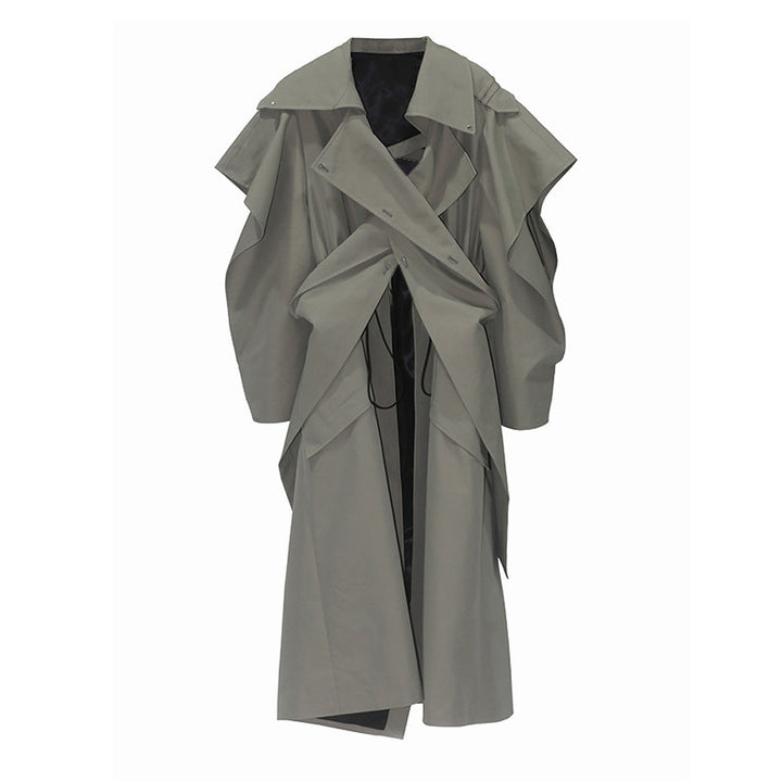draped sleeveless trench coat with layered panels – ASHEN