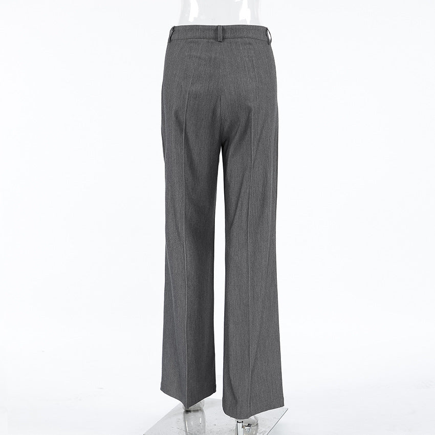 pleated high-waist tailored pants with draped front panel – LÉONE
