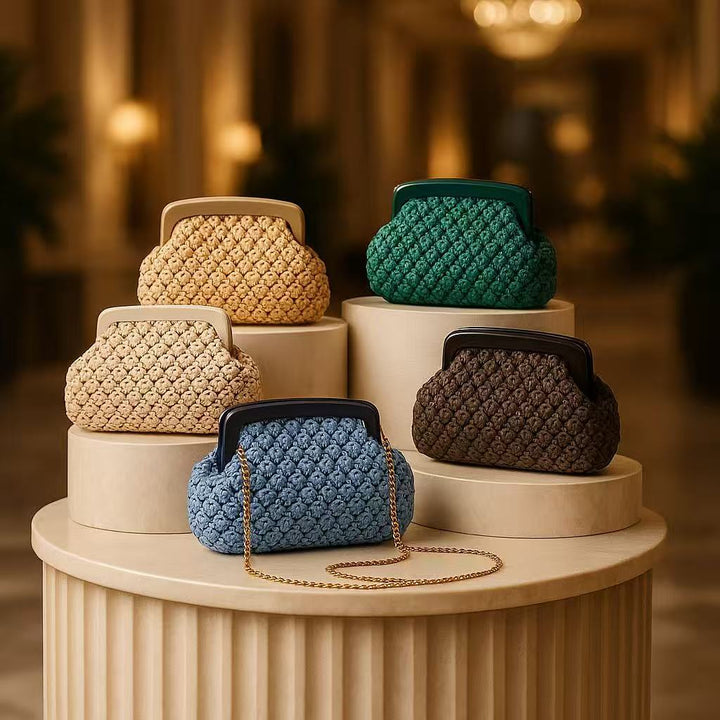 woven raffia clutch with resin frame – COASTA