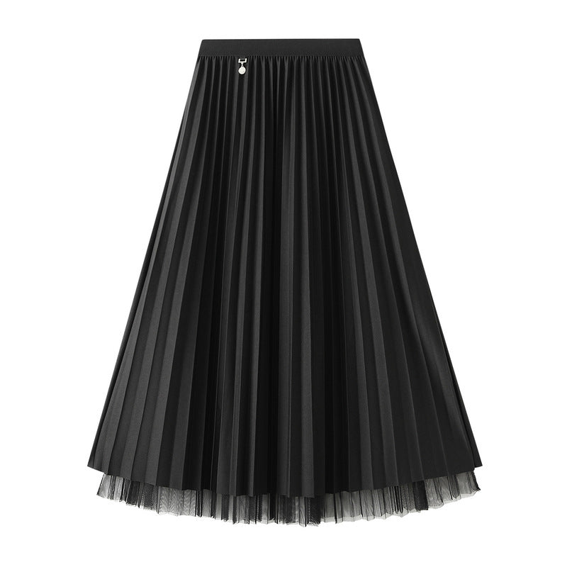 Pleated Midi Skirt with Elastic Waist – CHAMPAGNE
