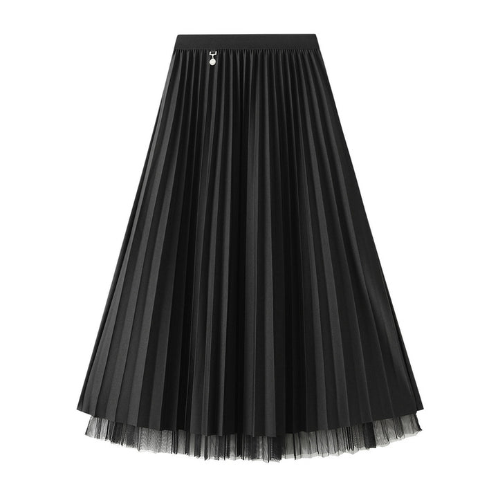 Pleated Midi Skirt with Elastic Waist – CHAMPAGNE