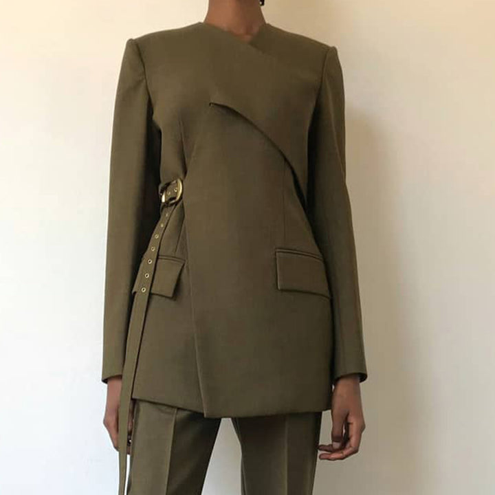 tailored wrap blazer with belted waist – AURELIA