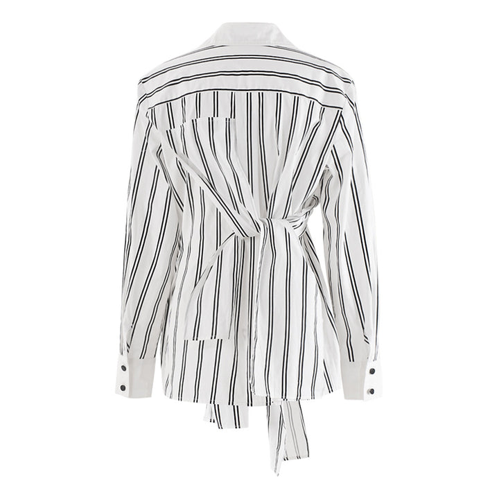 Striped Wrap Shirt with Waist Tie – ABDALLUH