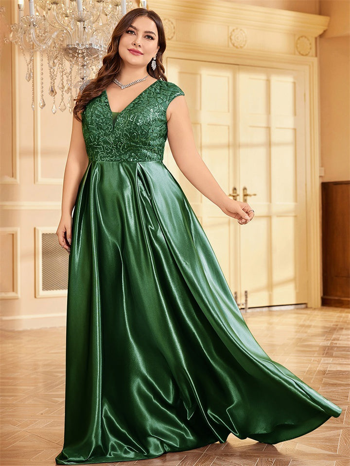 embroidered evening gown with V-neck – CELINRET