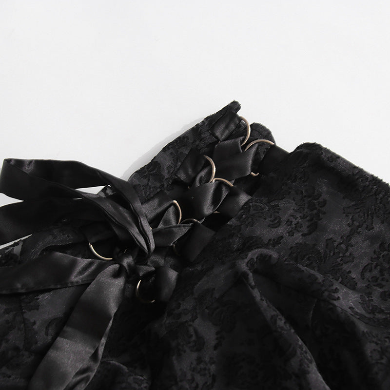 Haut à manches évasées plissées et ensemble jupe longue avec ceinture à la taille – Rosiny 