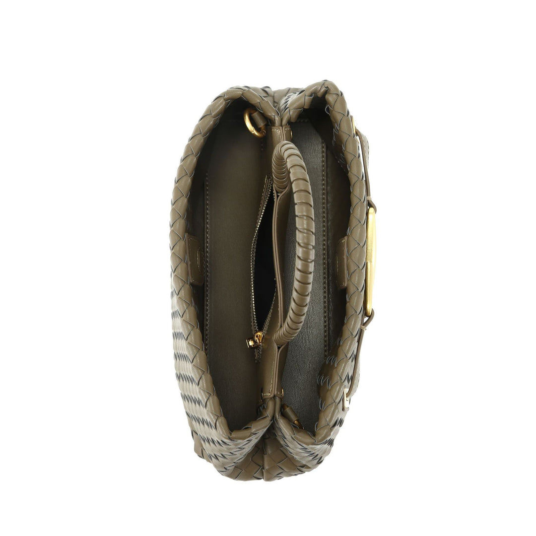 gewebte Rattan-Tragetasche mit doppelten Ledergriffen – LÉONIE 