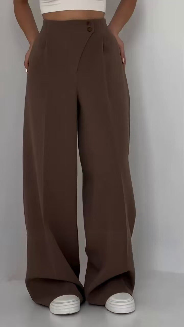 High-Waist Wide-Leg Tailored Pants – MOCHA