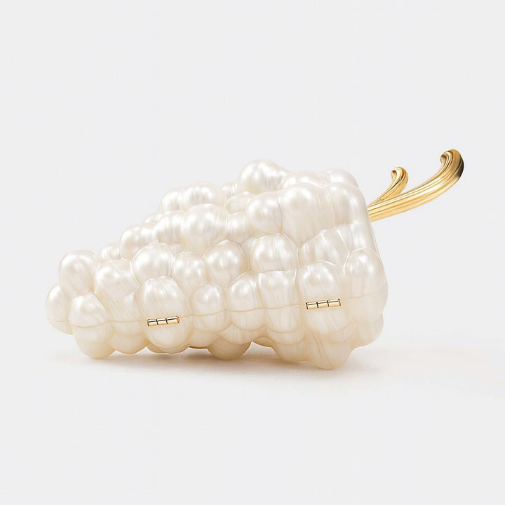 metallic bubble clutch bag with gold handle – BERRY