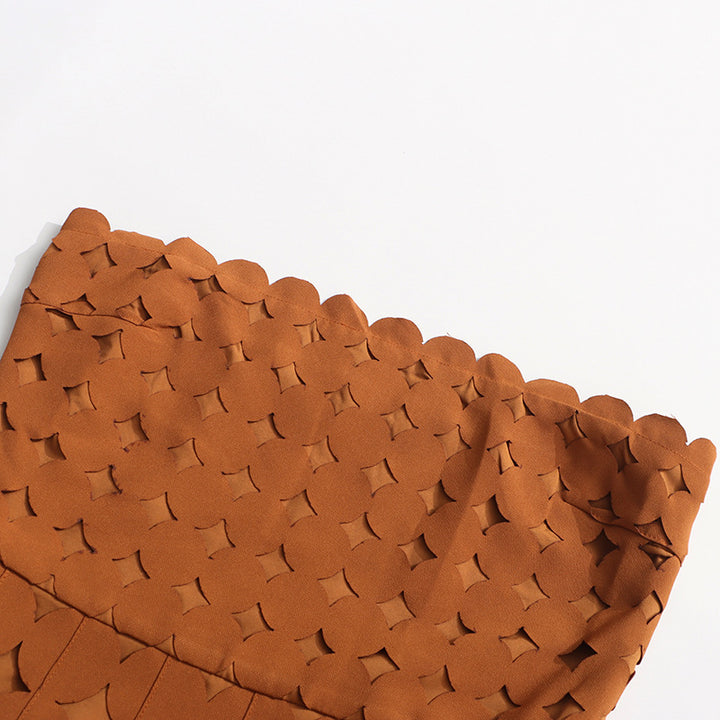 strapless cutout midi dress with geometric pattern – SIENRALY