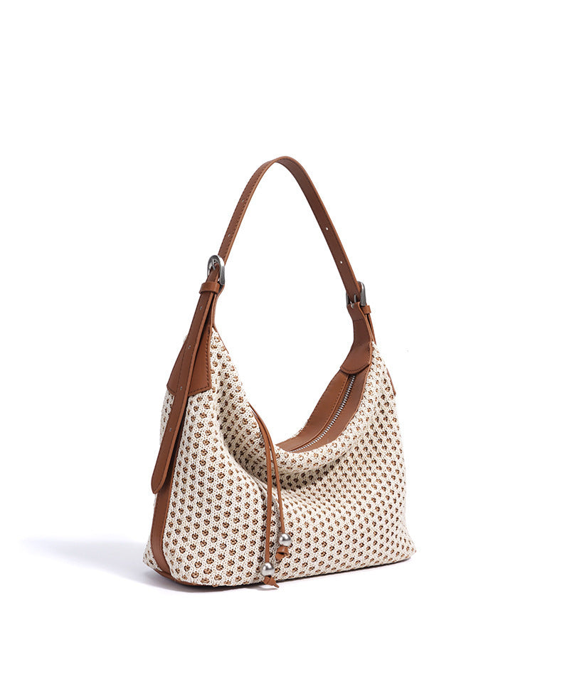 woven shoulder bag with leather straps – AURAXIL