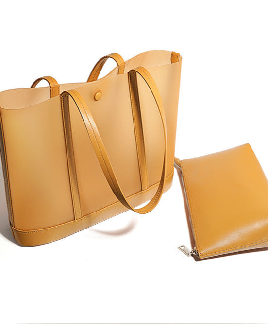 Two-tone translucent tote bag with leather trim - VERAQI