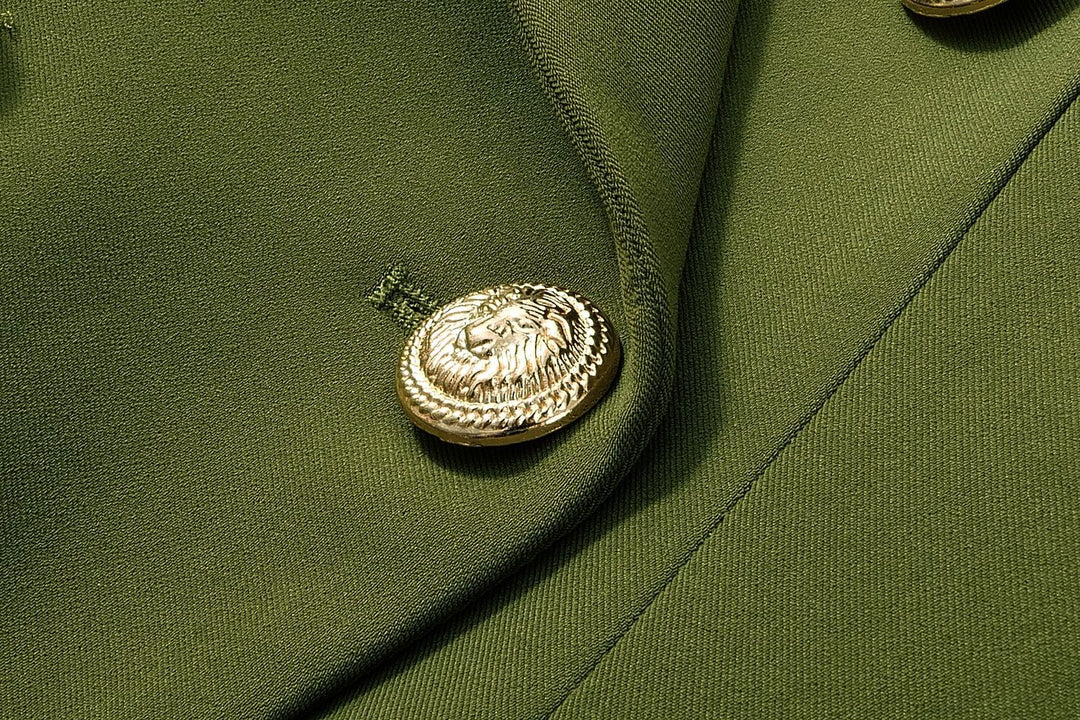 structured double-breasted blazer with gold buttons – VERDE
