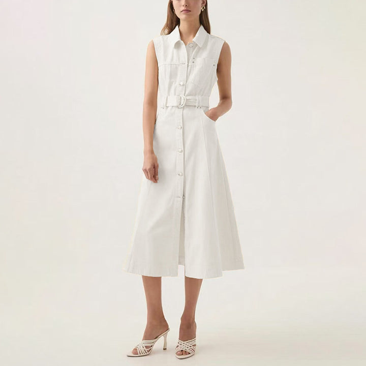 褶皱喇叭袖上衣和高腰裙套装，配腰带 – Rosiny 