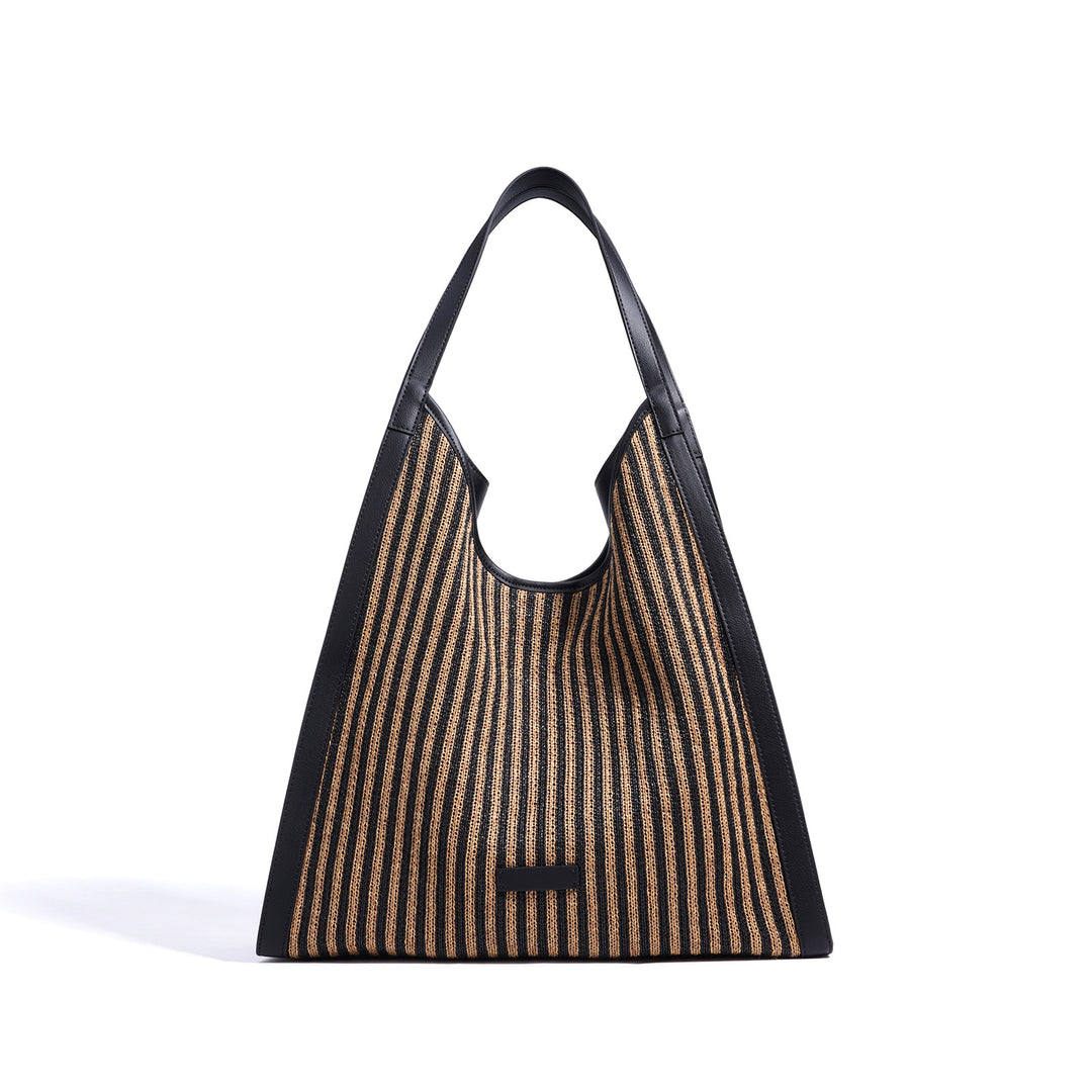 striped woven tote bag with leather edges – MIRAVLI