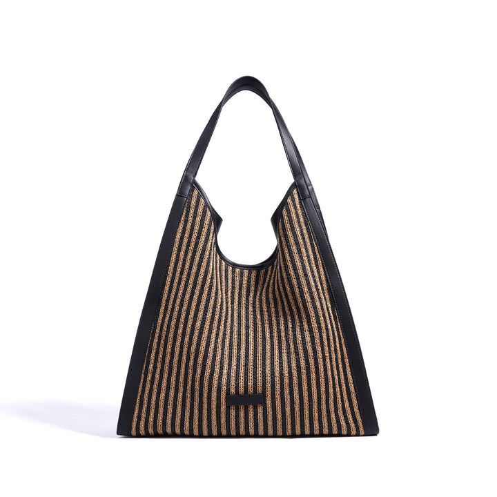striped woven tote bag with leather edges – MIRAVLI