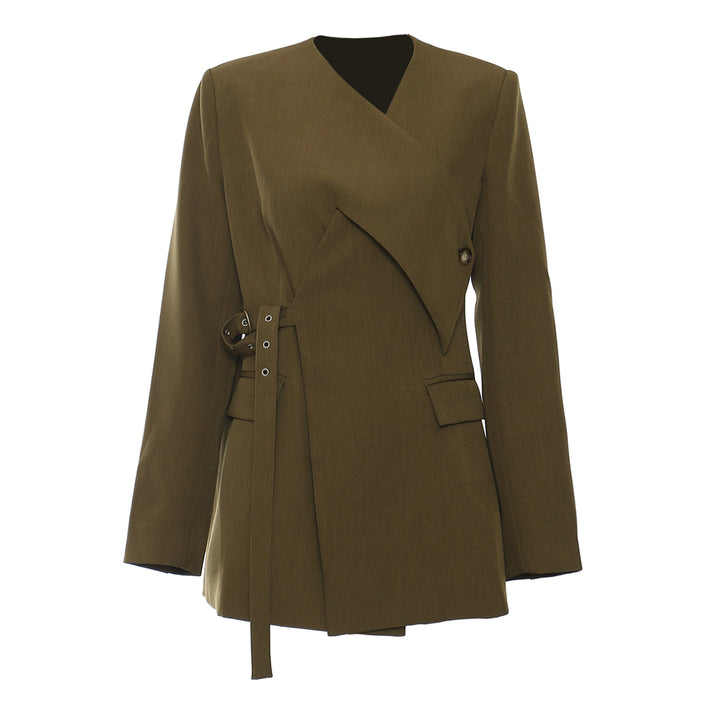 tailored wrap blazer with belted waist – AURELIA