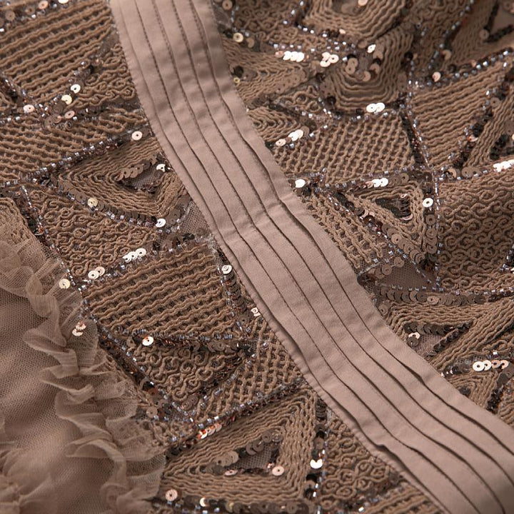 ruffled tulle gown with geometric beadwork – DUNIA