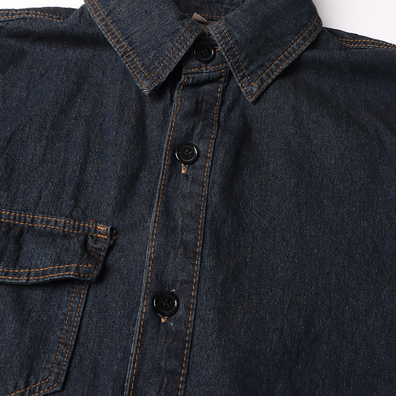 oversized denim shirt jacket with contrast panel detailing – INDIGO