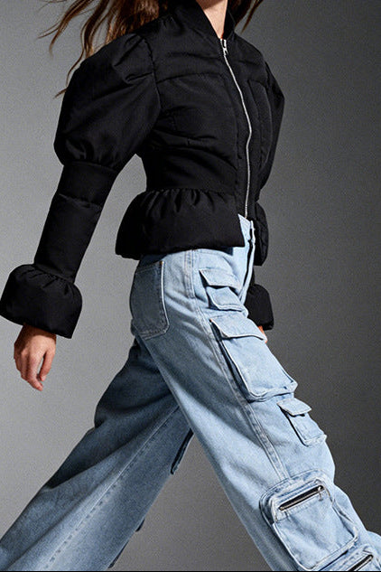 puff-sleeve cropped padded jacket – ARDEN