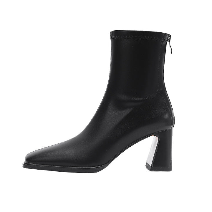 pointed-toe ankle boots with block heel – AURACIV