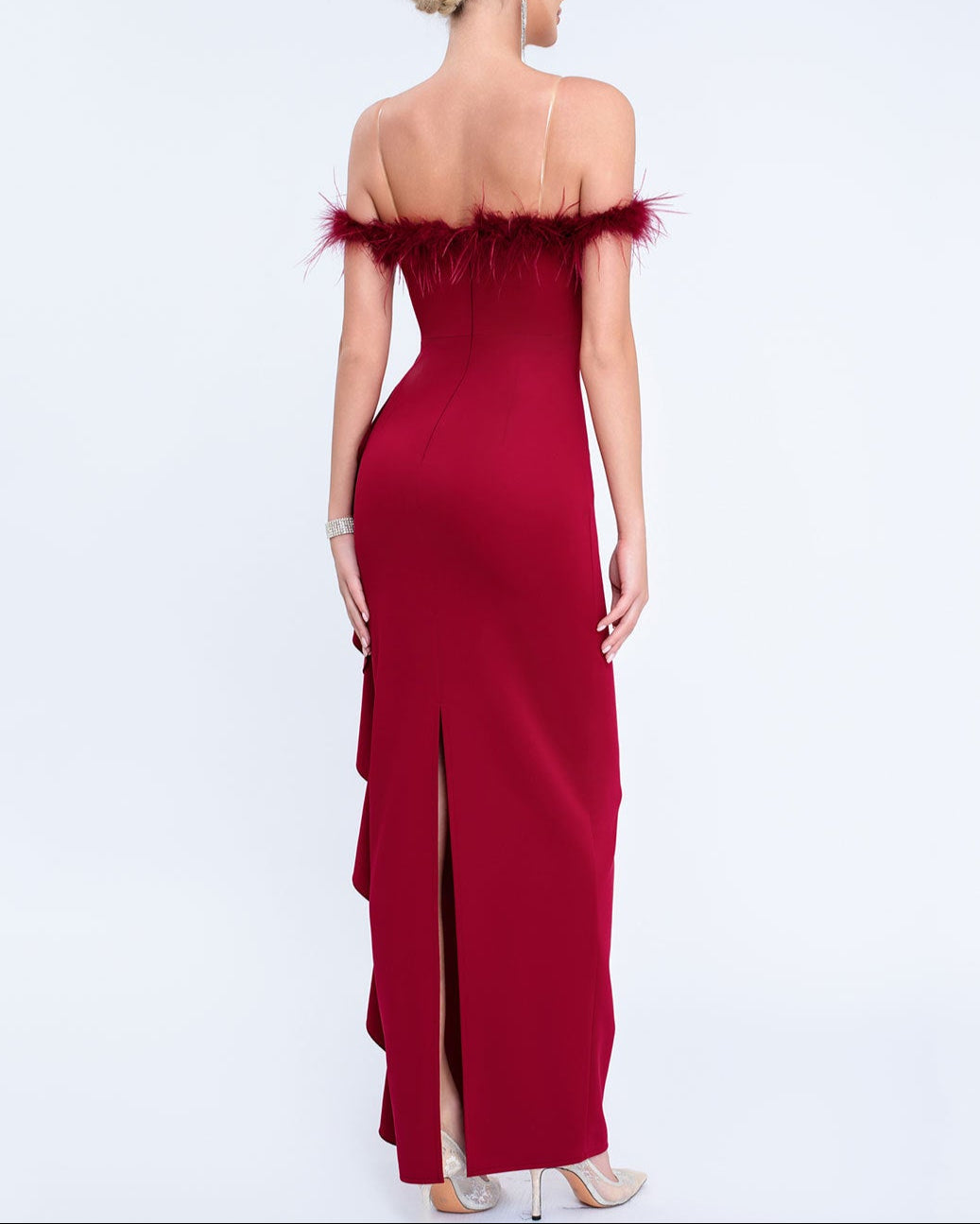 Plissiertes Oberteil mit ausgestellten Ärmeln und Maxirock-Set mit Taillengürtel – Rosiny 