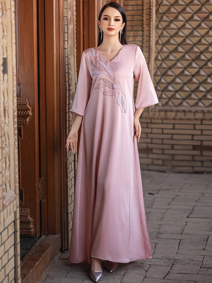 sleeveless draped maxi dress with round neckline - ALTHEA