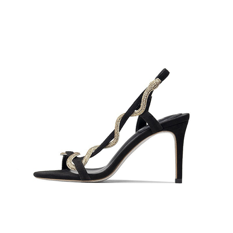 wavy crystal-strap stiletto sandals – ZARIAVY