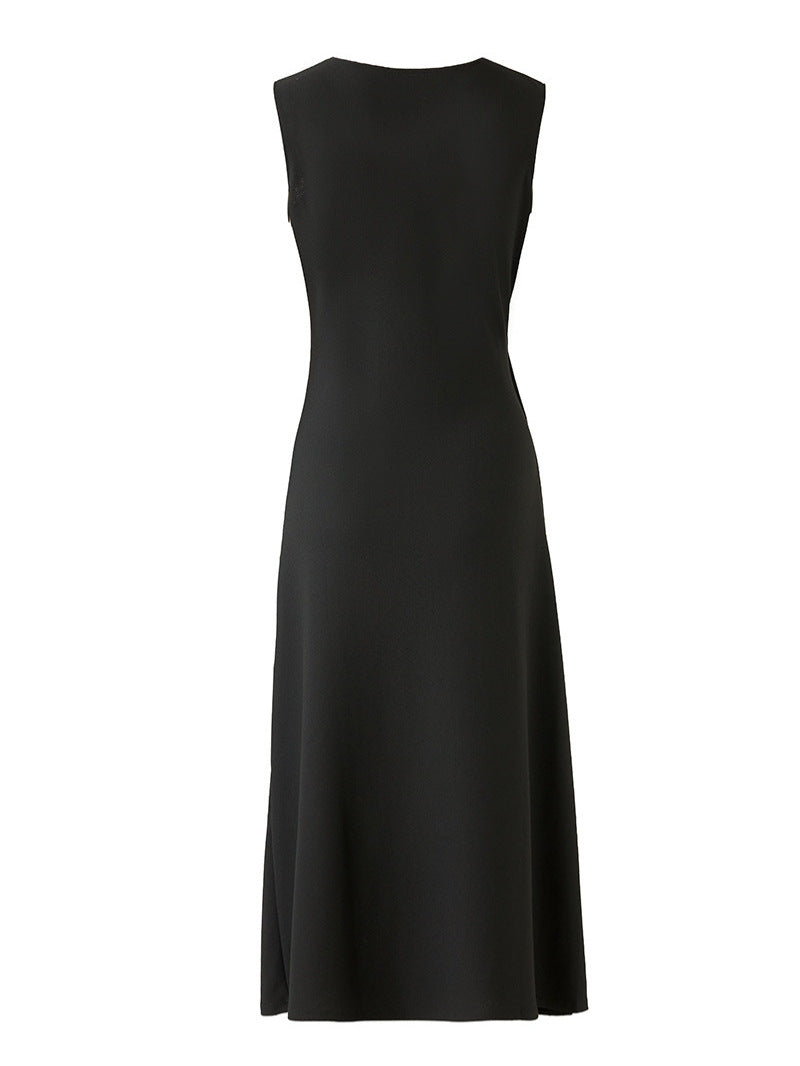 Sleeveless draped column dress with side slit – DRAPE