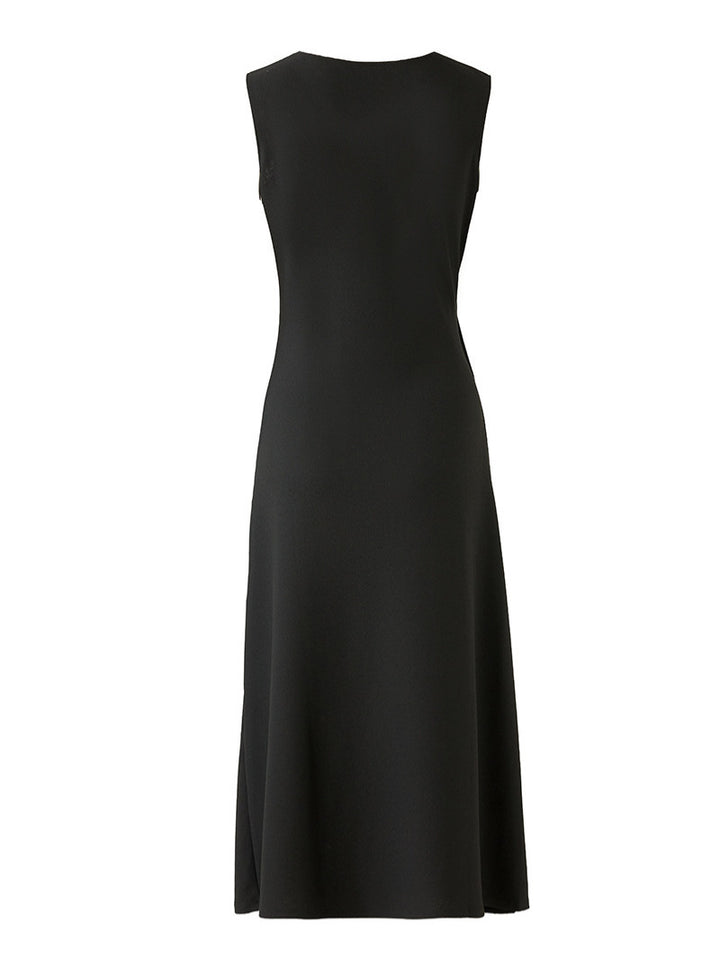 Sleeveless draped column dress with side slit – DRAPE