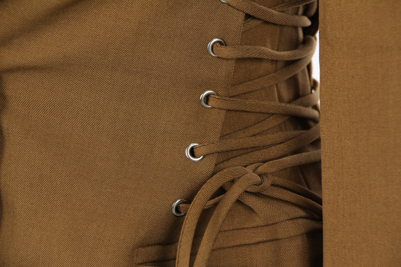 Tailored Lace-Up Blazer with Cinched Waist – ARIA