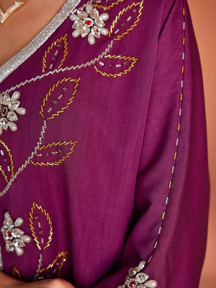 costume évasé sur mesure avec manches bouffantes en satin – VALENCIA 