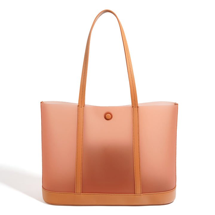 Two-tone translucent tote bag with leather trim - VERAQI