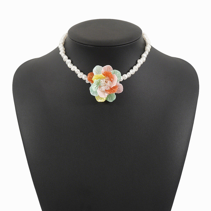 collier chaîne multicolore avec breloques de mer en émail - CORALIA 