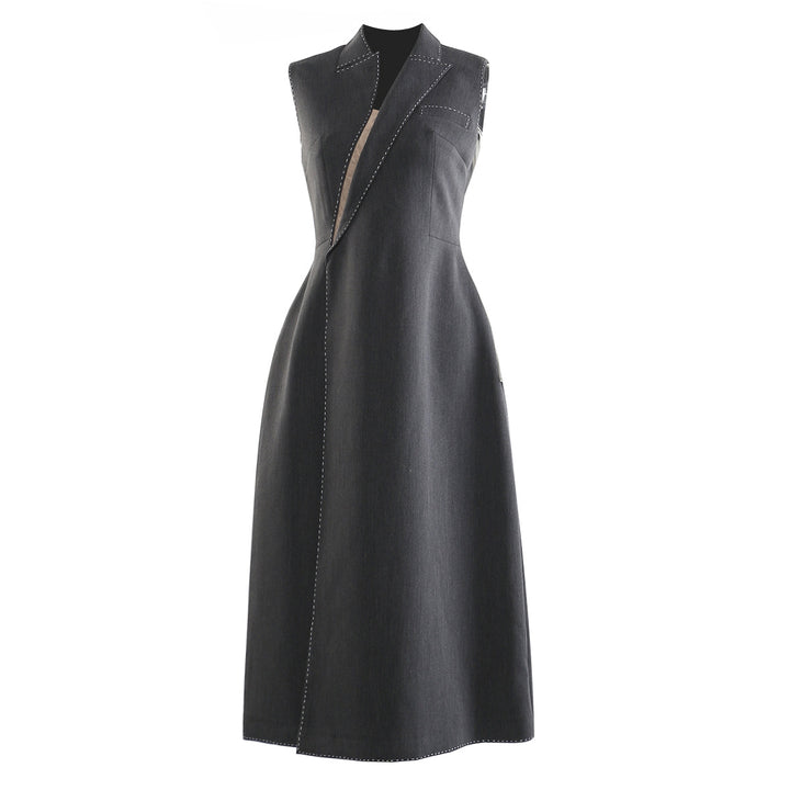 sleeveless tailored dress with asymmetric collar – CELINE