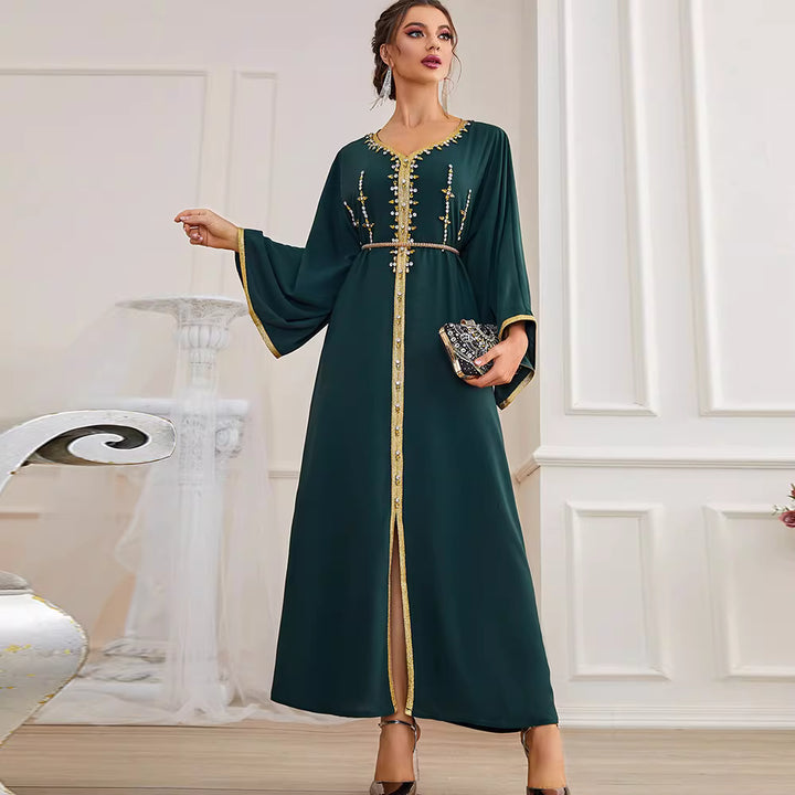 Elegant Long Sleeve Maxi Dress with Soft Drape – SERENIA