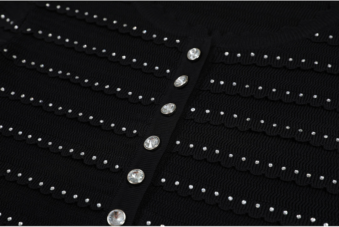 褶皱喇叭袖上衣和高腰裙套装，配腰带 – Rosiny 