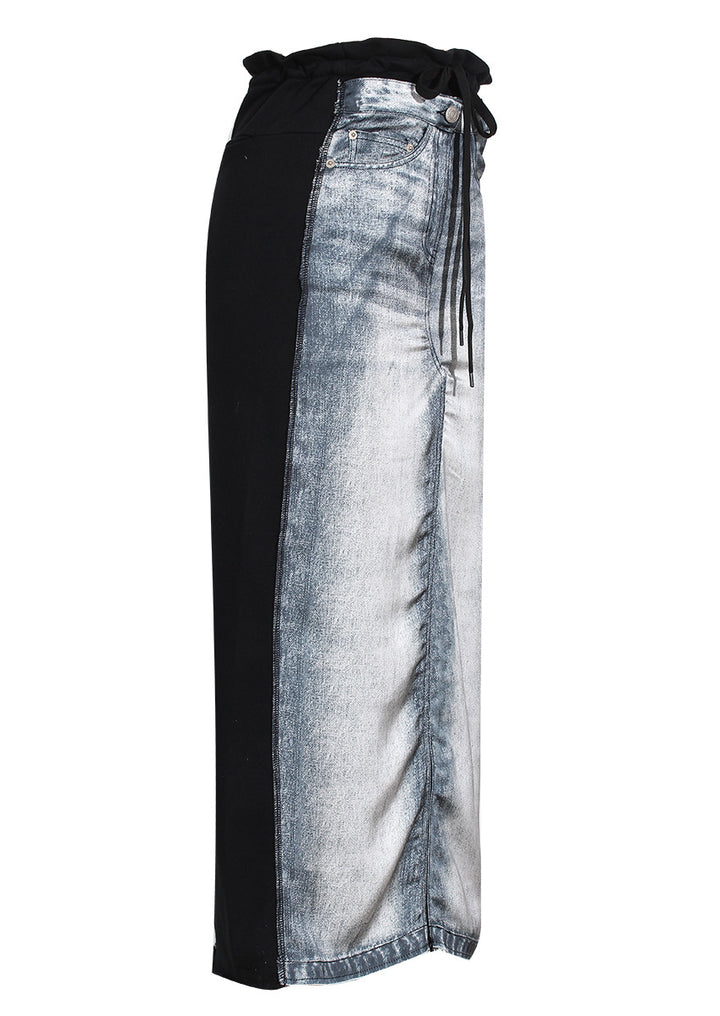 faded denim panel skirt with contrast sides - VERACO