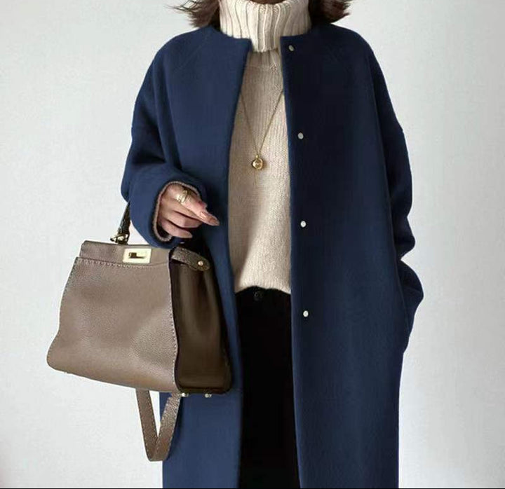 minimal wool-blend coat – IVORY BEIGE