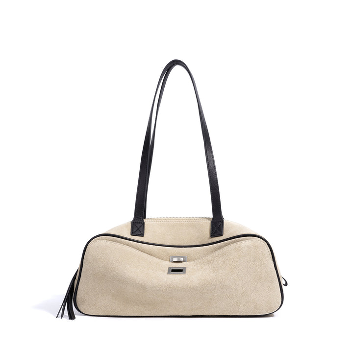 suede shoulder bag with contrast leather straps – SIENNALA